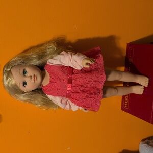 Blonde Doll with Pink Dress